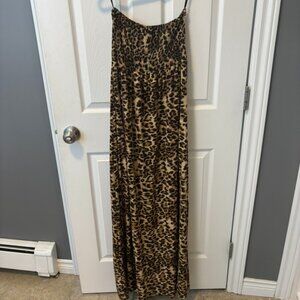 Strapless Maxi Dress - Leopard Print